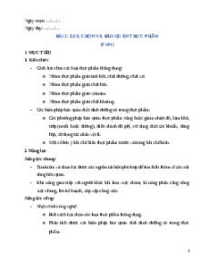 Giáo án Bài 2 Công nghệ 9 Chế biến thực phẩm Kết nối tri thức: Lựa chọn và bảo quản thực phẩm