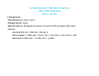 Đề thi cuối kì 1 Công nghệ lớp 3 Cánh diều (Đề 1)