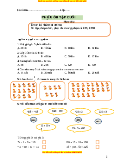 Bài tập cuối tuần Toán lớp 3 Tuần 17 Cánh diều (có lời giải)