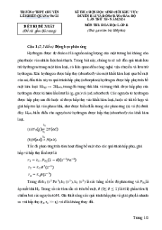 Đề thi HSG Hóa học 11 Trường THPT Chuyên Lê Khiết - Quảng Ngãi