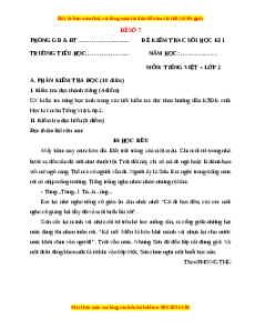 Đề thi cuối kì 1 Tiếng Việt lớp 2 Kết nối tri thức (Đề 7)