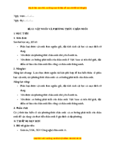 Giáo án Bài 2 Công nghệ chăn nuôi 11 Kết nối tri thức: Vật nuôi và phương thức chăn nuôi