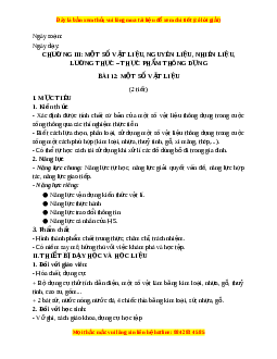 Giáo án Bài 12 KHTN 6 Kết nối tri thức (2024): Một số vật liệu