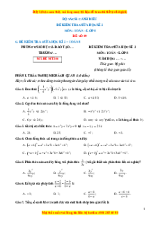 Đề thi giữa kì 1 Toán 8 Cánh diều( đề 9)