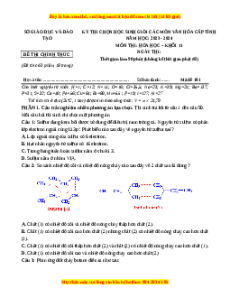 Đề thi HSG Hóa 11 năm 2023-2024 (Đề 13) có lời giải