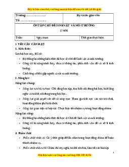 Giáo án Khoa học lớp 4 (Cánh diều): Ôn tập chủ đề Sinh vật và môi trường