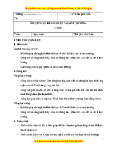 Giáo án Khoa học lớp 4 (Cánh diều): Ôn tập chủ đề Sinh vật và môi trường