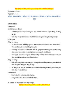 Giáo án Chủ đề C Bài 2 Tin học 8 Cánh diều: Khai thác thông tin số trong các hoạt động kinh tế xã hội