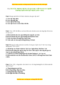 Trắc nghiệm Bài 15 Lịch sử 9: Phong trào cách mạng Việt Nam sau Chiến tranh thế giới thứ nhất (1919 - 1925)