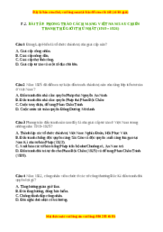 Trắc nghiệm Bài 15 Lịch sử 9: Phong trào cách mạng Việt Nam sau Chiến tranh thế giới thứ nhất (1919 - 1925)