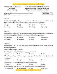 Đề thi thử tốt nghiệp Tiếng Anh Sở GD&ĐT Bạc Liêu năm 2024