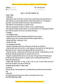 Giáo án Ôn tập chương 3 Hóa học 11 Kết nối tri thức