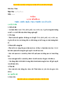 Giáo án Trên - dưới. Phải - trái. Trước sau. Ở giữa Toán lớp 1 Cánh diều