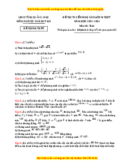 Đề thi vào 10 Toán Tỉnh Quảng Ninh năm 2023-2024