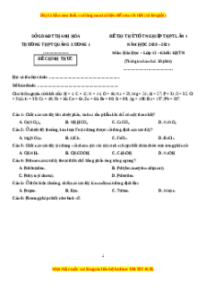 Đề thi thử Hóa Học trường Quảng Xương 1 năm 2021