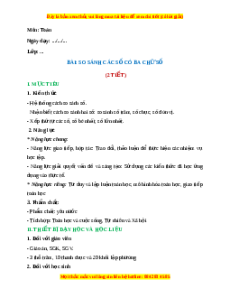 Giáo án So sánh các số có ba chữ số Toán 2 Chân trời sáng tạo