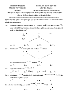 Đề thi thử tốt nghiệp THPT 2025 Toán trường THPT Chuyên Vĩnh Phúc