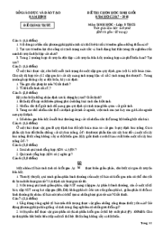 Đề thi hsg Sinh học 9 Tỉnh Nam Định năm 2023