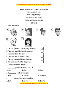 Đề thi giữa kì 1 Tiếng Anh lớp 4 Family and Friends (Đề 2)