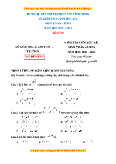 Đề thi cuối kì 2 Toán 6 Kết nối tri thức (Đề 9)