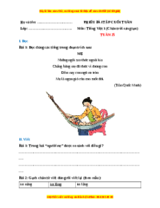 Bài tập cuối tuần Tiếng việt lớp 1 Tuần 25 Chân trời sáng tạo (có lời giải)