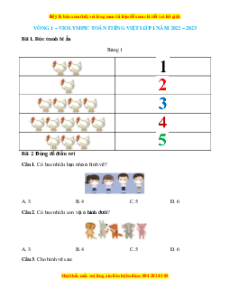 Đề thi Violympic Toán lớp 1 (Vòng 1->10 có lời giải)