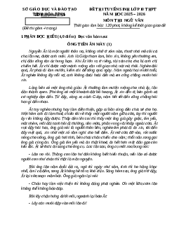 Đề minh họa thi vào lớp 10 Ngữ văn 2025 - Phòng GD&ĐT Hòa Bình