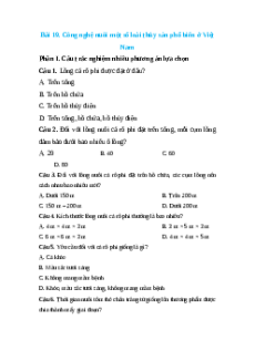 Trắc nghiệm Bài 19: Công nghệ nuôi một số loài thủy sản phổ biến ở Việt Nam Công nghệ 12 Lâm nghiệp-Thủy sản Kết nối