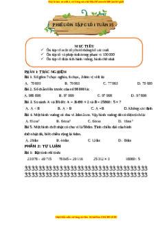 Bài tập cuối tuần Toán lớp 3 Tuần 35 Cánh diều (có lời giải)