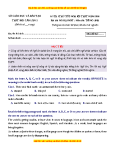 Đề thi thử tốt nghiệp Tiếng Anh trường THPT Đội Cấn lần 2 năm 2024