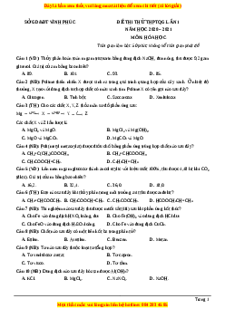 Đề thi thử Hóa Học Sở Vĩnh Phúc Lần 1 năm 2021