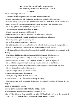 Đề cương ôn tập giữa học kì 2 Kinh tế pháp luật 10 Cánh diều