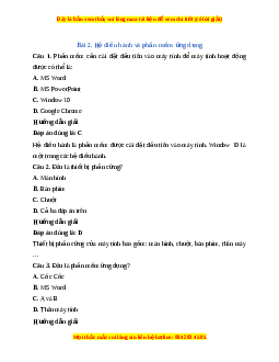 Trắc nghiệm Tin học 7 Bài 2 Chân trời sáng tạo: Hệ điều hành và phần mềm ứng dụng