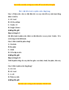Trắc nghiệm Tin học 7 Bài 2 Chân trời sáng tạo: Hệ điều hành và phần mềm ứng dụng
