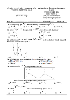 Đề thi thử tốt nghiệp Toán trường THPT Tĩnh Gia 2 năm 2024