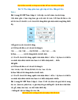 VBT Toán lớp 3 Bài 73 (Kết nối tri thức): Thu thập, phân loại, ghi chép số liệu. Bảng số liệu