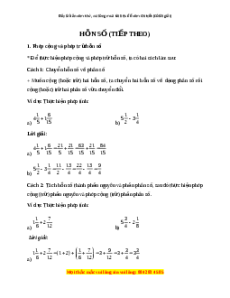 Lý thuyết Hỗn số (tiếp theo) Toán 5