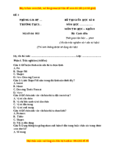 Đề thi giữa kì 2 Tin học 8 Cánh diều (Đề 3)