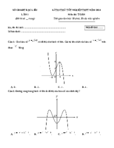 Đề thi thử tốt nghiệp Toán Sở GD Bạc Liêu lần 1 năm 2024