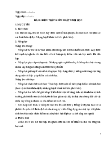 Giáo án chuyên đề Bài 6: Biện pháp kiểm soát Sinh học 12 Kết nối tri thức