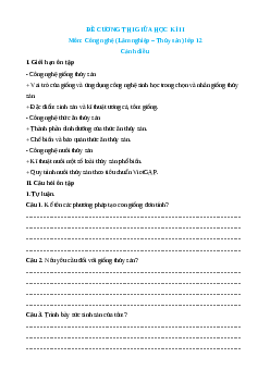 Đề cương ôn tập giữa kì 2 Công nghệ 12 Lâm nghiệp, thủy sản Cánh diều