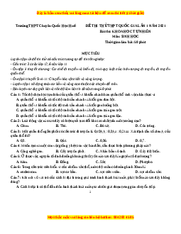 Đề thi thử Sinh Học trường Chuyên Quốc Học Huế lần 1 năm 2021