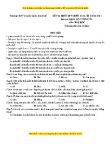 Đề thi thử Sinh Học trường Chuyên Quốc Học Huế lần 1 năm 2021