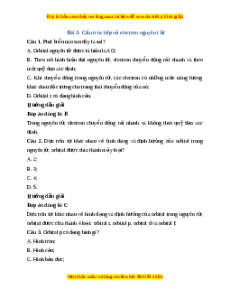 Trắc nghiệm Cấu trúc lớp vỏ electron nguyên tử Hóa 10 Kết nối tri thức