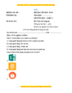 Đề thi cuối kì 2 Tin học lớp 4 Chân trời sáng tạo (Đề 4)