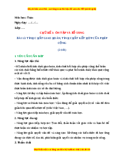 Giáo án Tính chất giao hoán, tính chất kết hợp của phép cộng Toán 4 Chân trời sáng tạo
