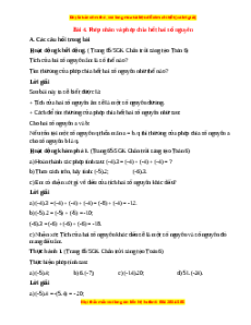 Giải sgk Toán 6 Bài 4: Phép nhân và phép chia hết hai số nguyên (Chân trời sáng tạo)