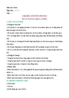 Giáo án Bài 75: Ôn tập chung Toán lớp 5 Kết nối tri thức