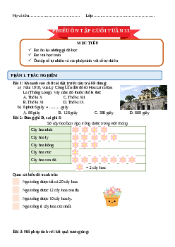 Bài tập cuối tuần Toán 4 Tuần 33 Cánh diều