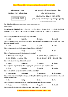 Đề thi thử Hóa Học trường Hồng Lĩnh năm 2021